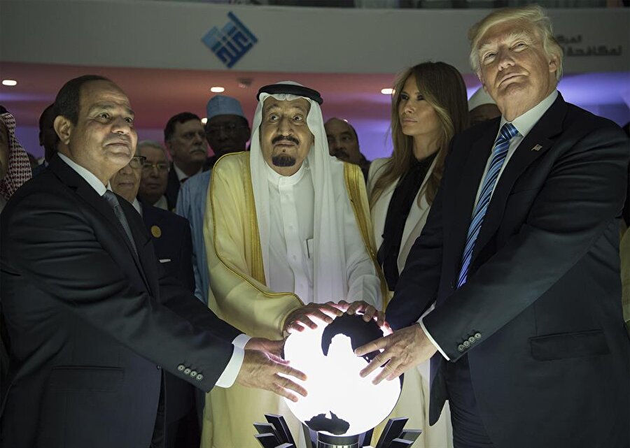 ABD Başkanı Trump, Suudi Arabistan Kralı Selman ve Mısır Cumhurbaşkanı Sisi. (Krallık Basın Bürosu)