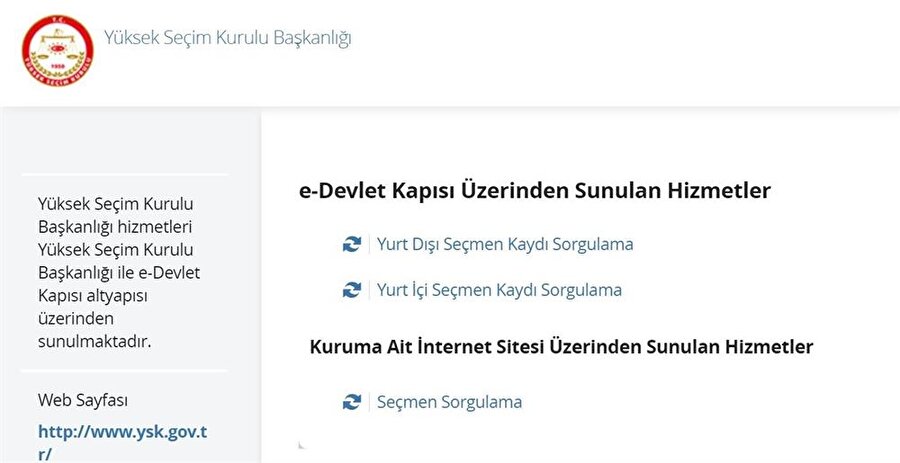 YSK haricinde e-Devlet üzerinden de benzer sorgulama gerçekleştirilebiliyor. 