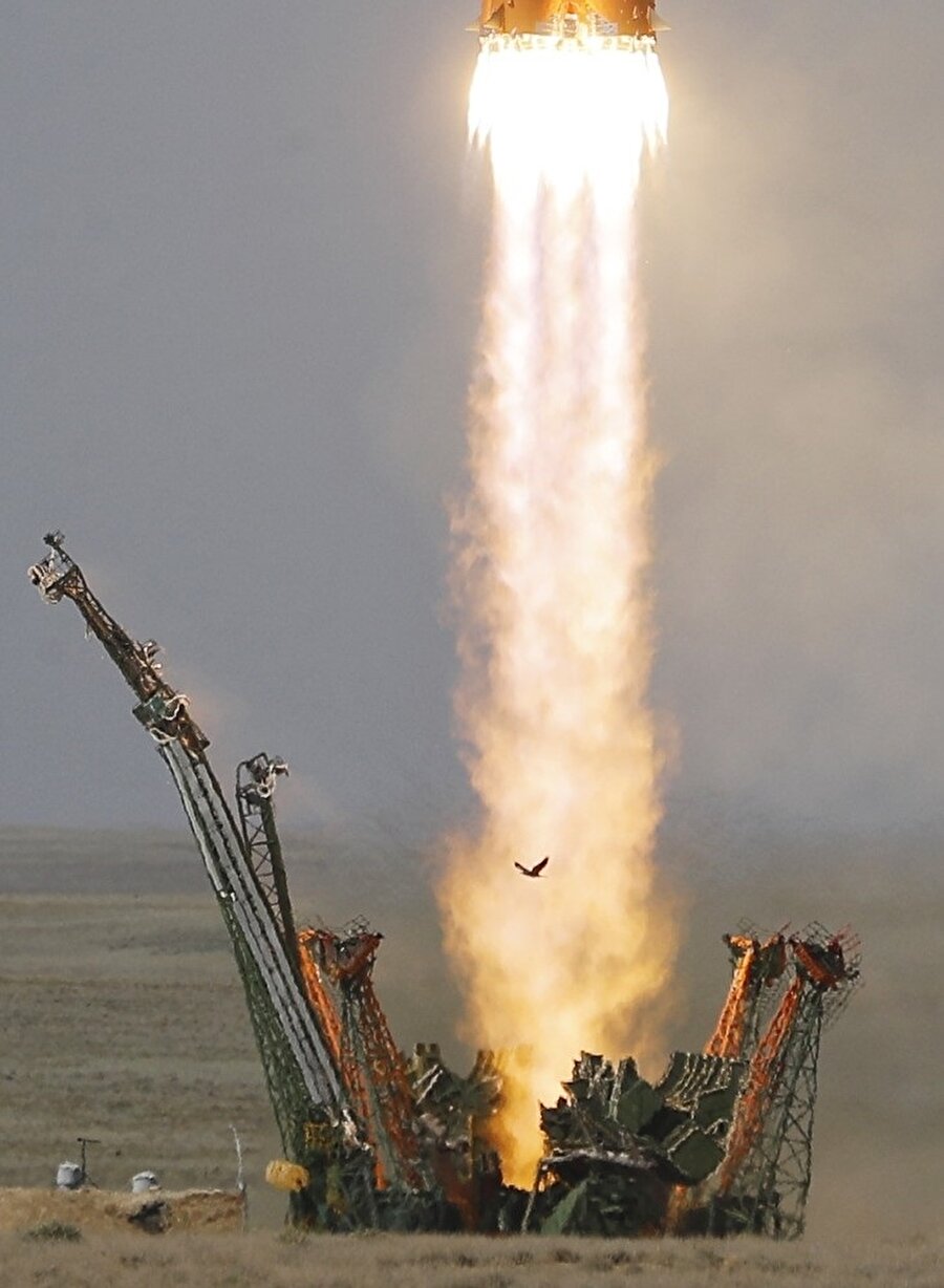 Soyuz MS-09 fırlatılış anında kaydedilen bir görüntü. 