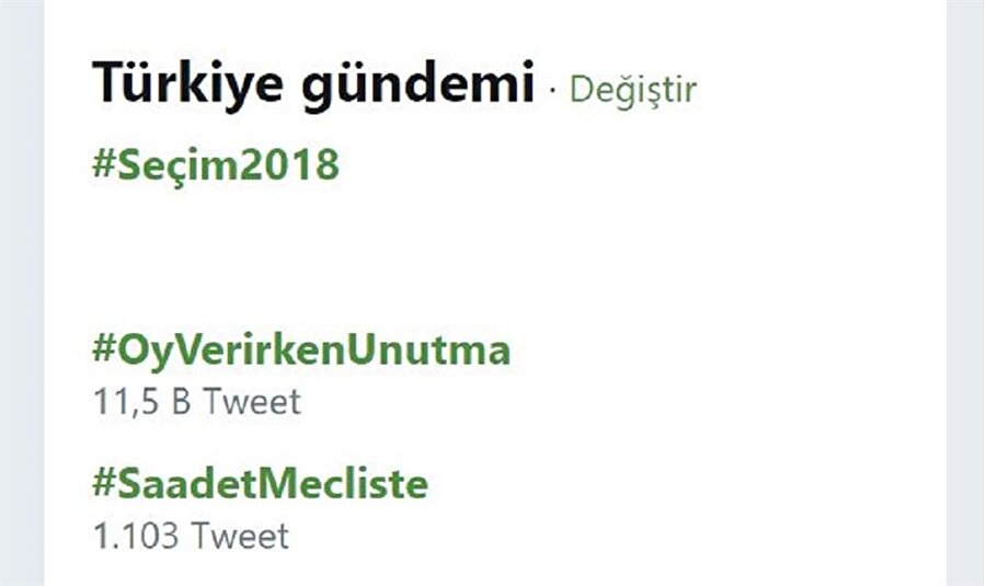 Twitter'da oluşturulan Seçim2018 hashtag'i şu anda Türkiye gündeminin en tepesinde yer alıyor. 