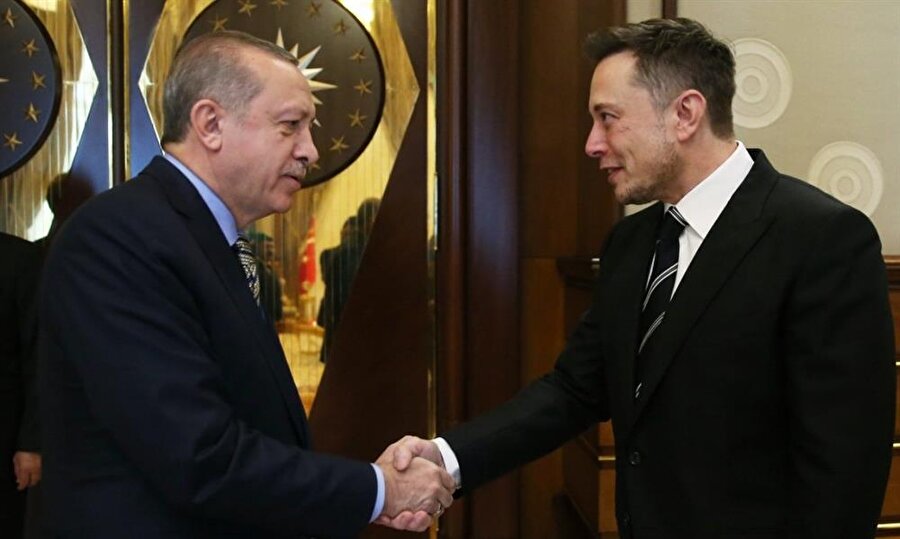 Cumhurbaşkanı Erdoğan ve Elon Musk'ın görüşmesinden bir görüntü.