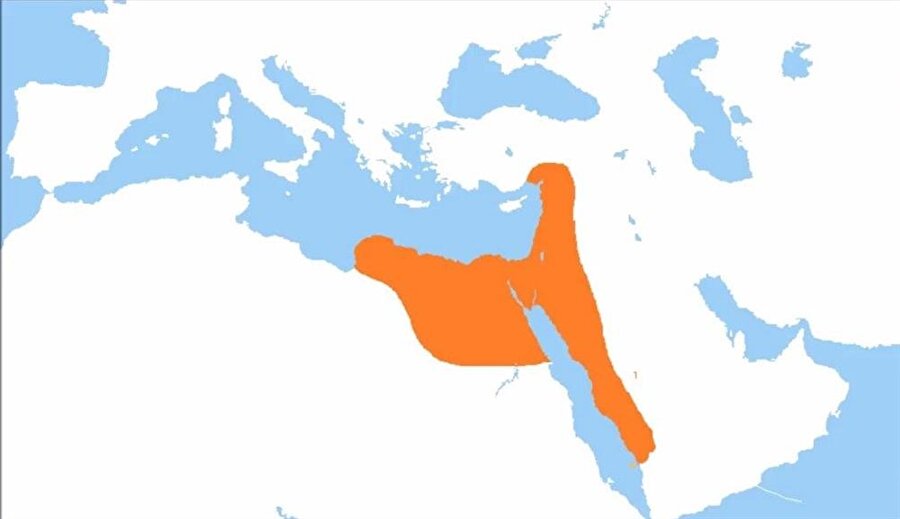 Memlük İmparatorluğu'nun 14. yüzyıldaki sınırlarını resmeden bir harita.