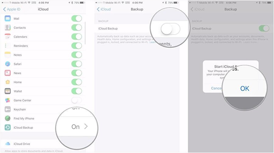 iCloud yedekleme işlemini gerçekleştirmek için öncelikle cihazın Wi-Fi ağına bağlı olması gerekiyor. 