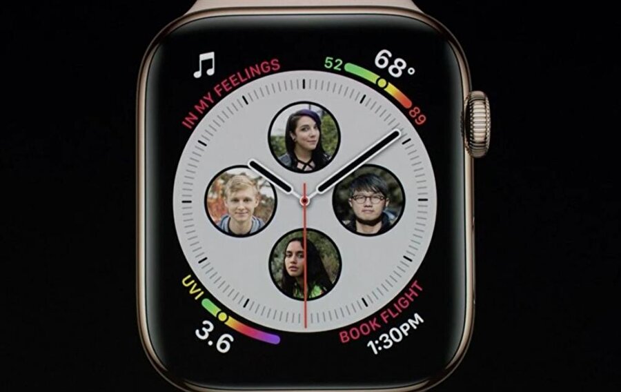 Apple Watch 4'ün tasarımı bu şekilde. Yanlarda yuvarlatılmış hatlar sunulduğu görülebiliyor. 