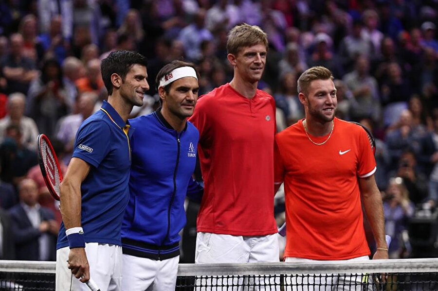 Federer ve Djokovic çiftini yenen Sock ve Anderson.