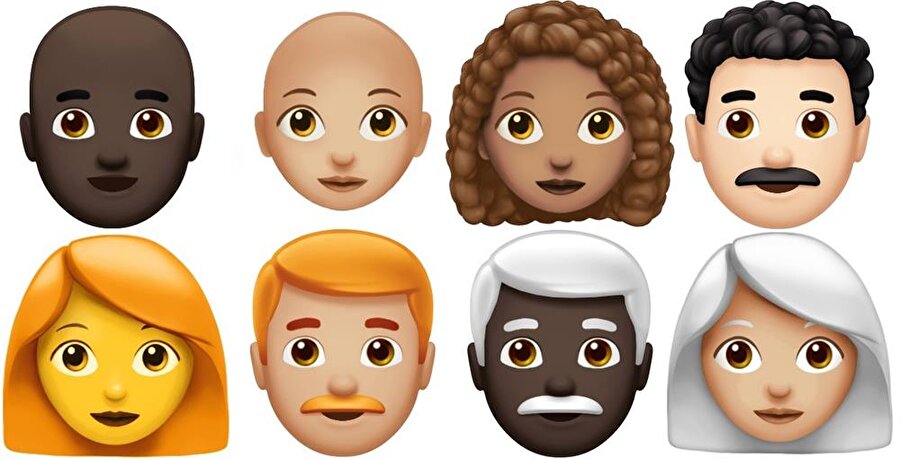 Yeni kıvırcık ve kızıl saçlı emojilerde de yine beş farklı renk rengine yer veriliyor.