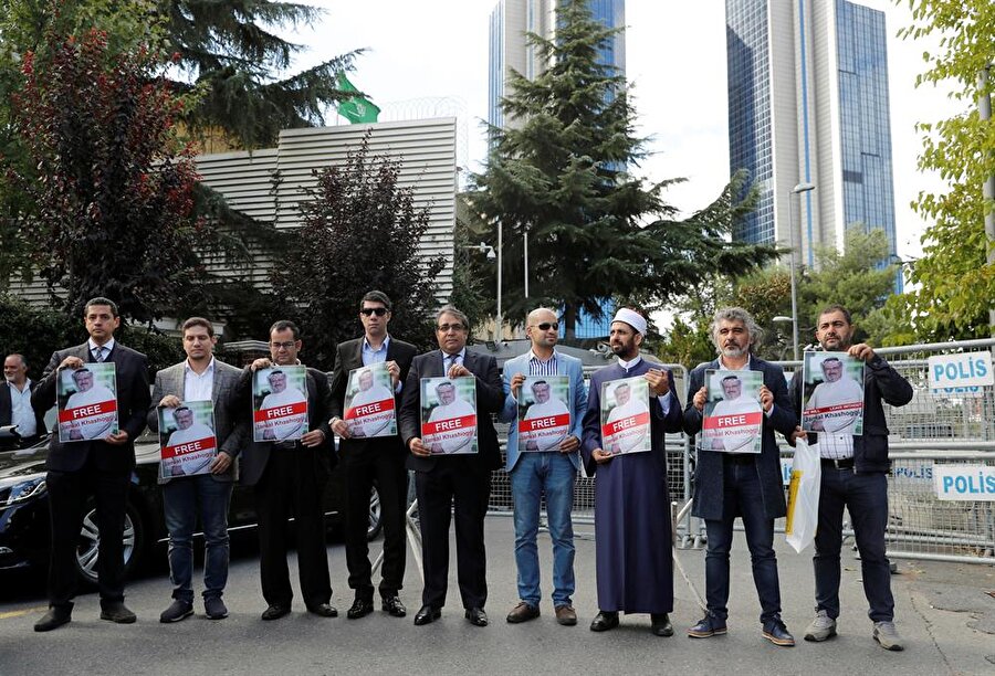 Gazeteci Cemal Kaşıkçı'nın serbest bırakılması için protesto düzenlendi.