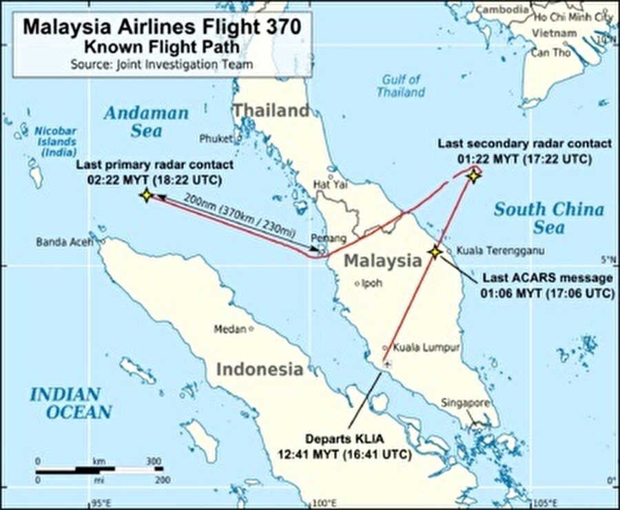 Kaybolan uçağın güzergahı haritada resmedildi.