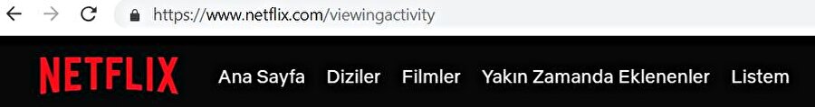 Netflix'te izleme geçmişini görüntülemek için URL'nin son kısmına 'viewingactivity' eklemek yeterli.