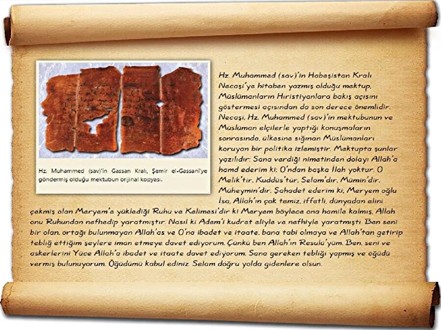 Hz. Muhammed (sav)'in Neçaşi'ye yazdığı tebliğ mektubu.
