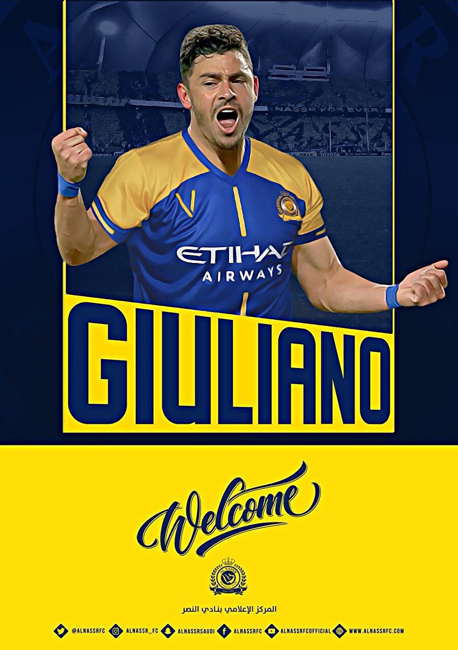 Al Nasr Kulübü, Giuliano'nun transferini bu görselle duyurmuştu.