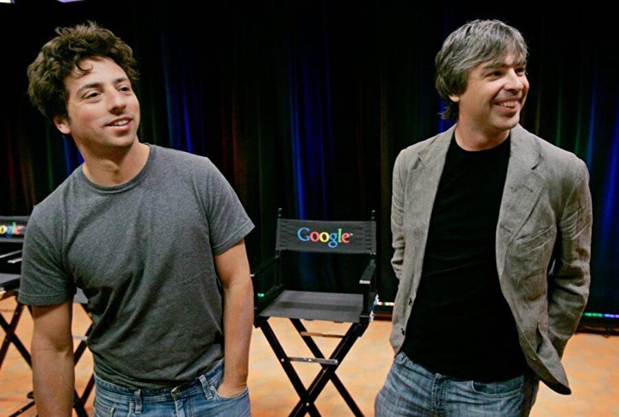 Google'ın kurucularından Sergey Brin (solda) ve Larry Page (sağda)