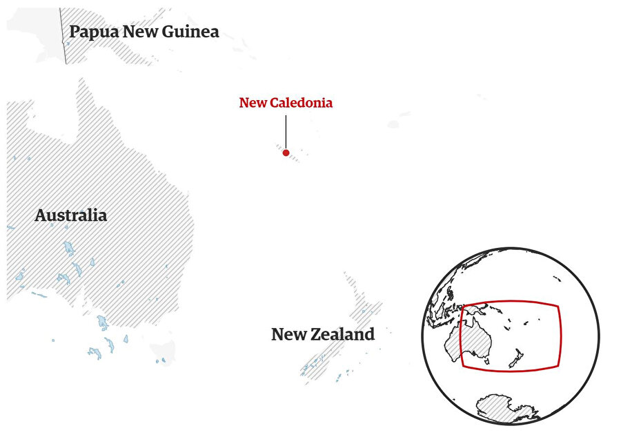 Yeni Kaledonya Yeni Zelanda, Avustralya ve Papua Yeni Gine'nin ortasında bulunuyor.