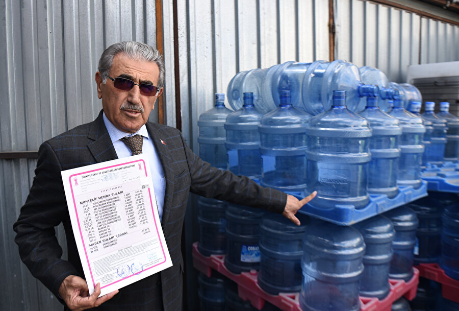 İstanbul Sucular ve Meşrubatçılar Esnaf Odası Başkanı su satışlarında geçerli olan tavan fiyat listesini basına tanıttı.