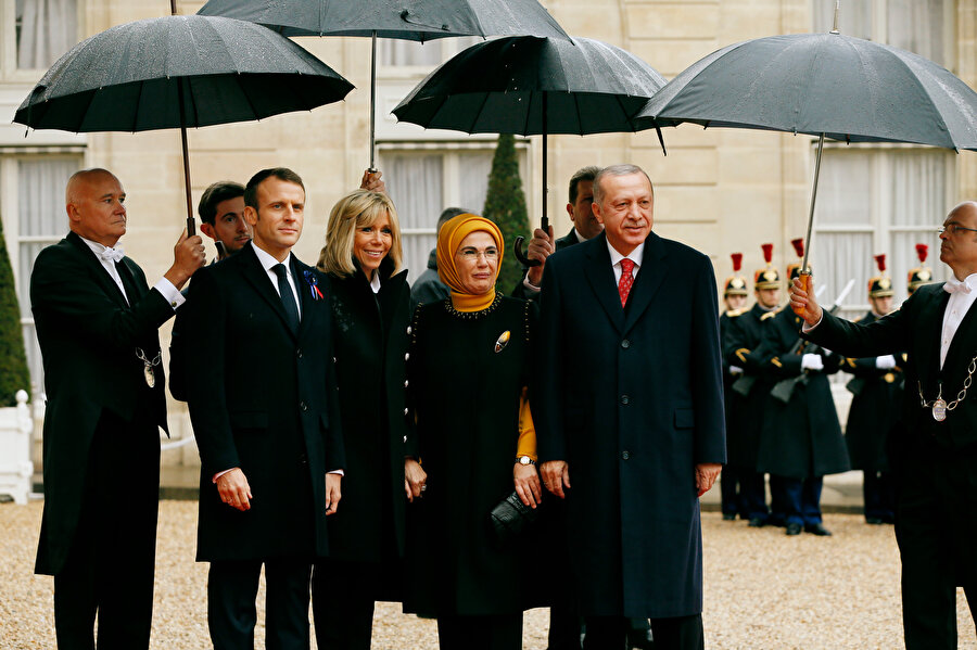 Cumhurbaşkanı Recep Tayyip Erdoğan, Fransa Cumhurbaşkanı Emmanuel Macron ve eşleri