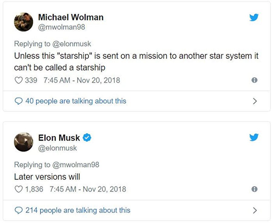 Elon Musk, bir Twitter kullanıcısına verdiği cevapta, sonraki sürümlerin yıldızlararası görev yapabileceğinin sinyallerini vermiş oldu. 
