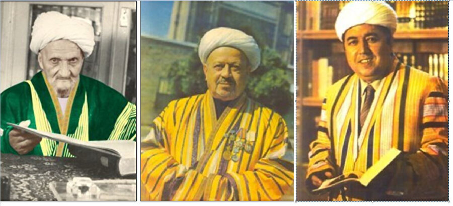 Soldan sağa: İşan Babahan ibn Abulmecidhan, Ziyauddinhan ibn İşan Babahan, Şemsettin Babahanov.