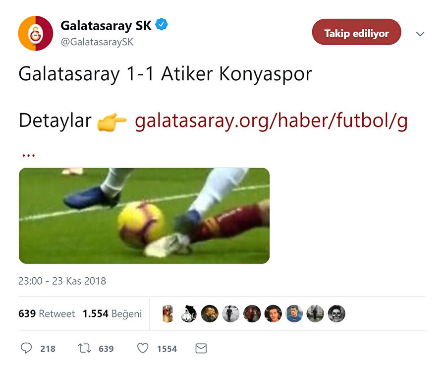 Görüntü, Galatasaray SK'nın resmi Twitter hesabından alınmıştır.