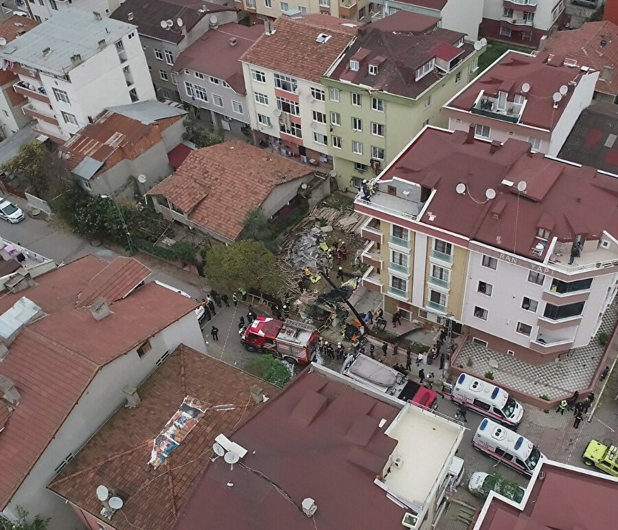 Kaza alanı havadan böyle görüntülendi.