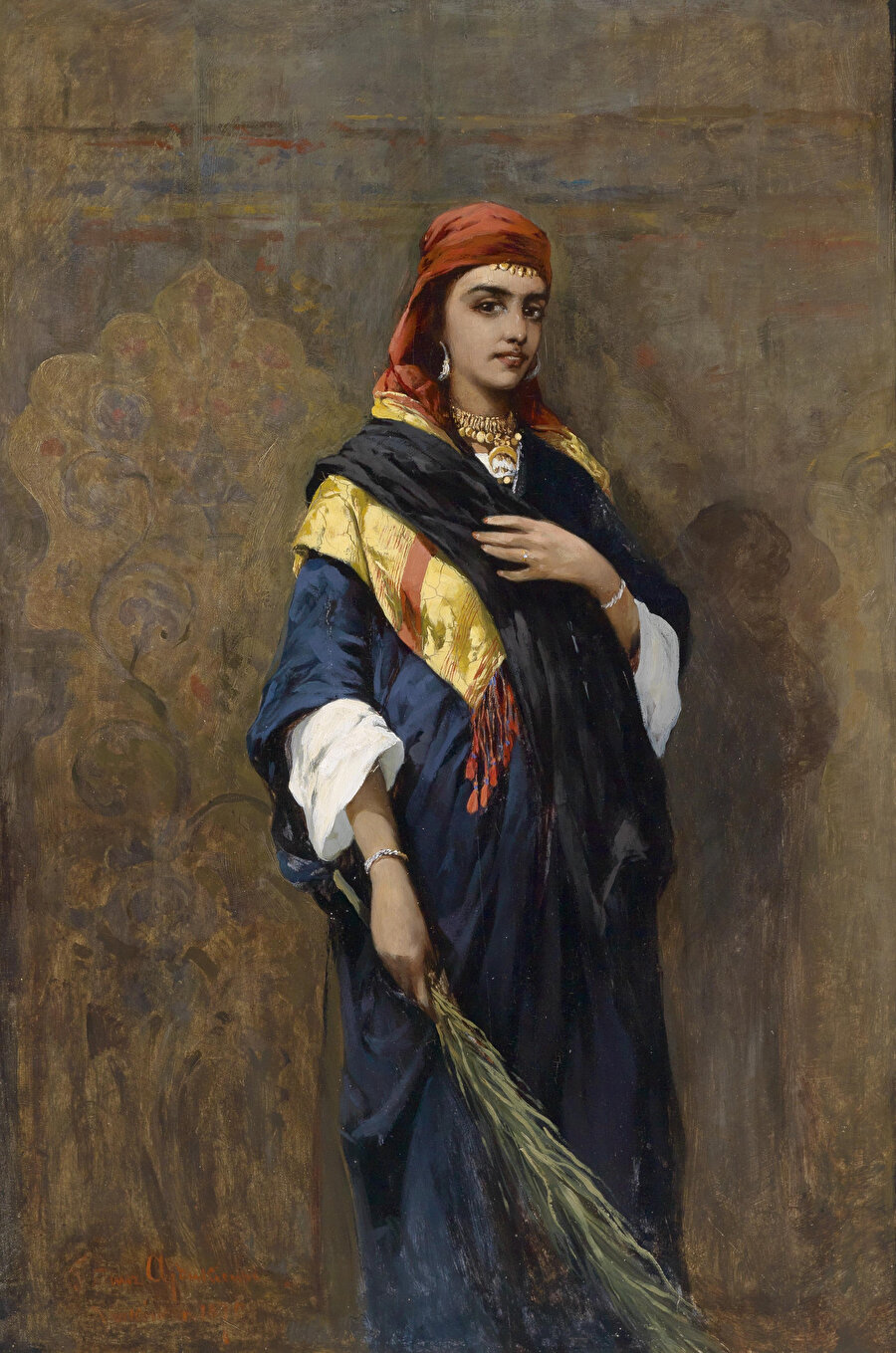 "Doğulu kadının bir portresi" tablosunda da görülebildiği gibi, Ajdukiewicz bölge halkının portrelerini de çizdi.