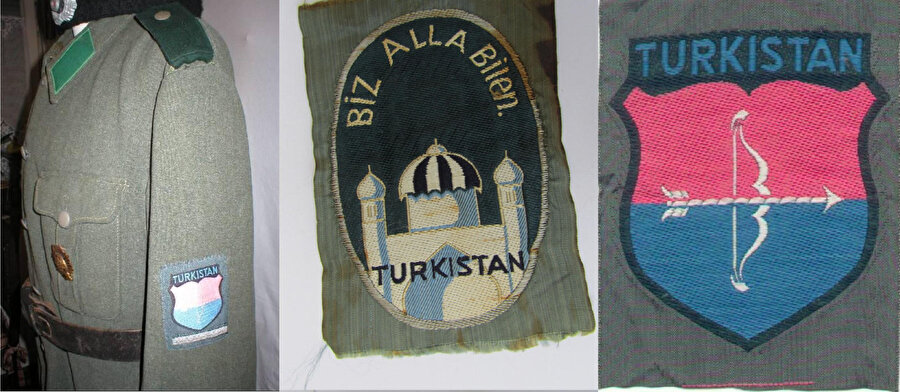 Türkistan Lejyonu üniforma ve üniforma kol şeritleri.