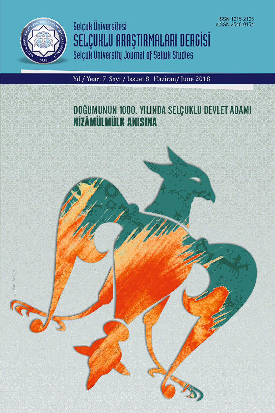 Uluslararası Selçuklu Araştırmaları Dergisi’nin Nizâmülmülk özel sayısının kapağı.