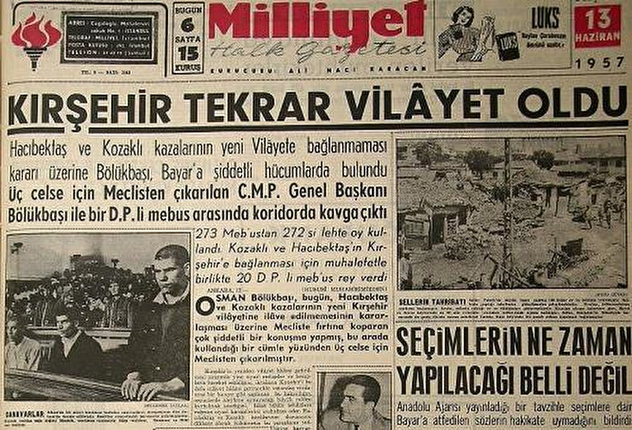 Milliyet gazetesine ait kupür.