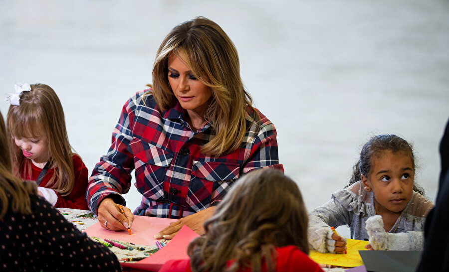 First Lady Melania Trump, çocuklarla bir araya gelmişti.