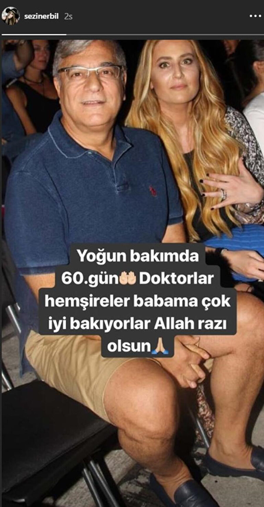 Mehmet Ali Erbil'in en büyük kızı Sezin Erbil, babasının sağlık durumu hakkında gelişmeleri Instagram hesabından duyurdu.