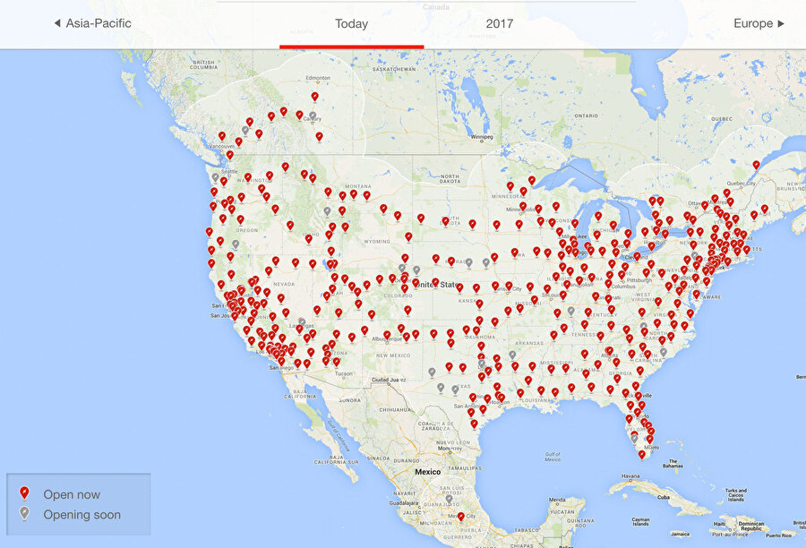 Tesla'nın 'özel şarj istasyonlarının' bulunduğu noktaları gösteren harita 'yayılmayı' gözler önüne seriyor.