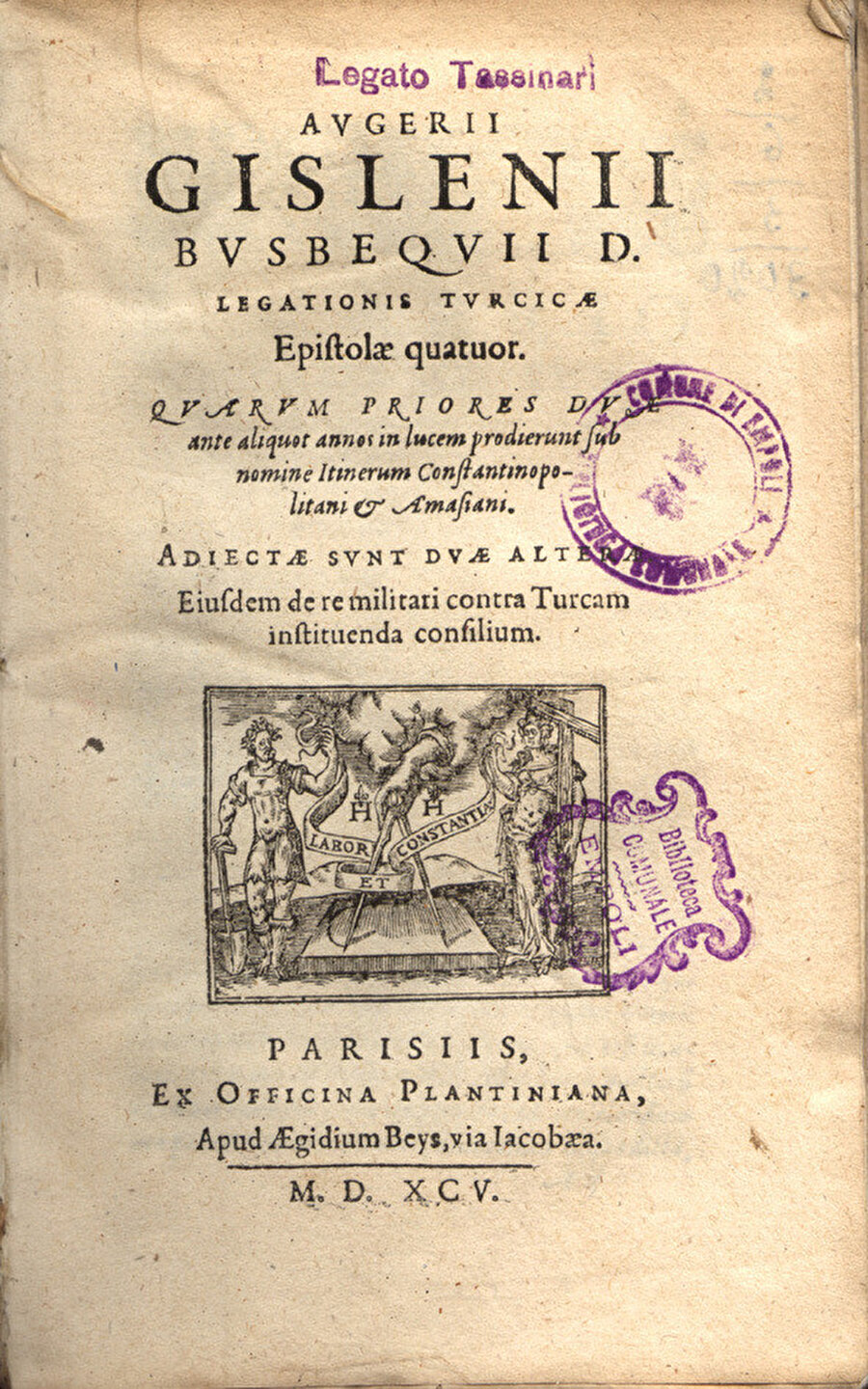 Busbecq’in “Türk Mektupları” adlı eserinin kapağı. Eser 16. yüzyıla ait verdiği bilgilerle oldukça önemlidir.