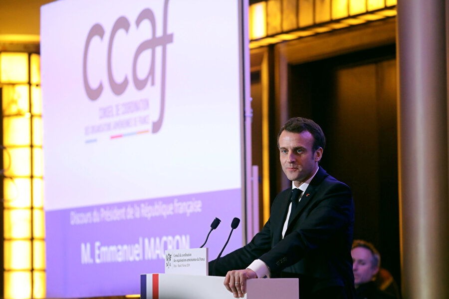 Macron, Fransa Ermeni Organizasyonları Koordinasyon Konseyi'nin akşam yemeğinde konuştu.
