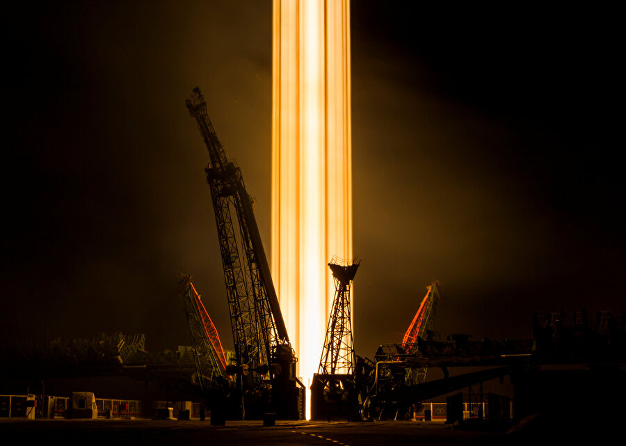 Kazakistan'da bulunan Soyuz MS-08 uzay aracı fırlatma paneli.