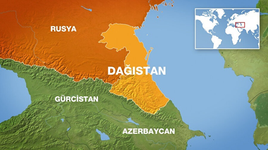 50,300 km2 alanı ile Dağıstan'ın kuzeyinde bulunan Kalmuk Özerk Cumhuriyeti'nin, batı ve kuzeybatısında Çeçenistan ve Kuzey Kafkasya, güneybatısında Gürcistan ve güneyinde de Azerbaycan yer alır.