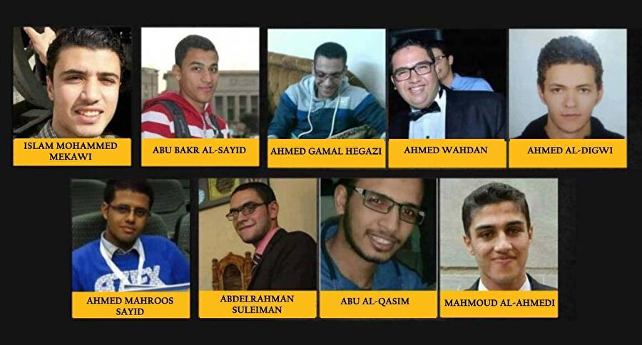 Salı gecesi idam edilen 9 Mısırlı genç.