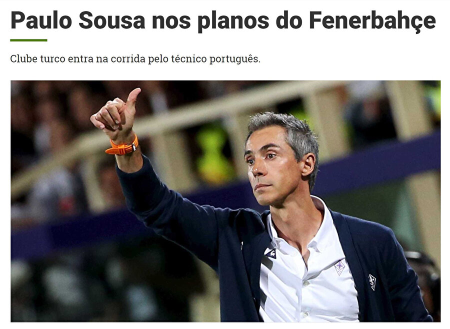 O Jogo haberi 'Paulo Sousa, Fenerbahçe'nin planları arasında' başlığı ile verdi.