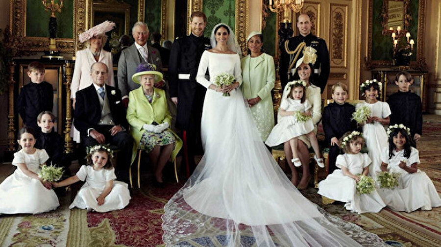 Meghan Markle ve Prens Harry'ın düğününden Kraliyet ailesi.