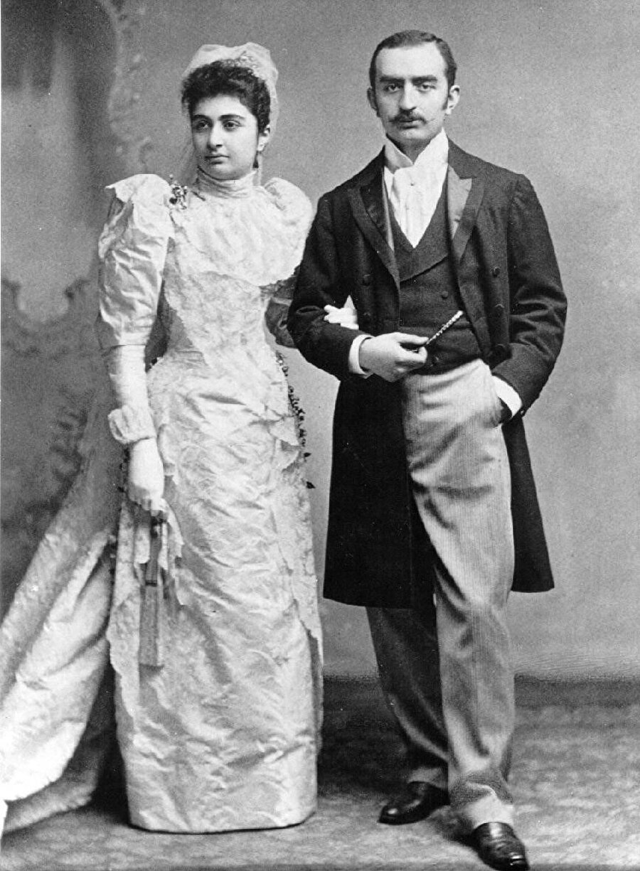 Calouste-Nevarte Gülbenkyan çiftinin düğün fotoğrafı.