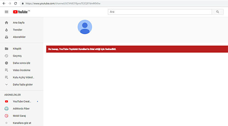 YouTube, problemli kadının YouTube kanalını kapattı. 