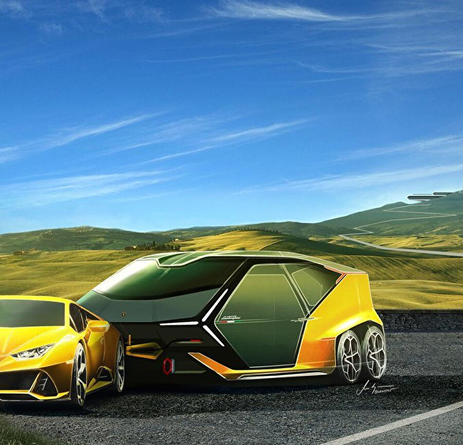Lamborghini’nin 1 Nisan için tasarladığı özel karavan. 