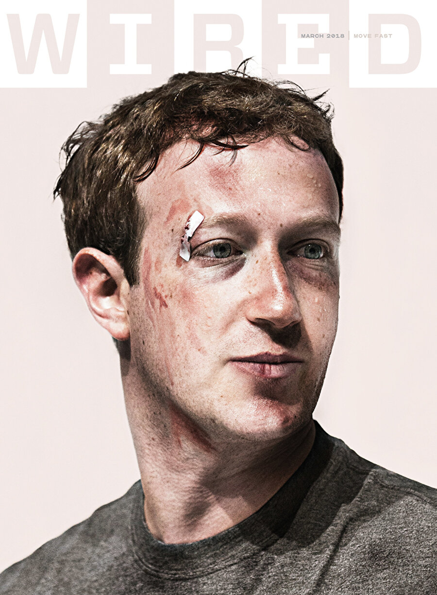 Wired dergisinin 'veri skandalları' sonrası tasarladığı kapağı. (Facebook, Zuckerberg'in bu hale gelmesini istemiyor diyebiliriz. :)) 