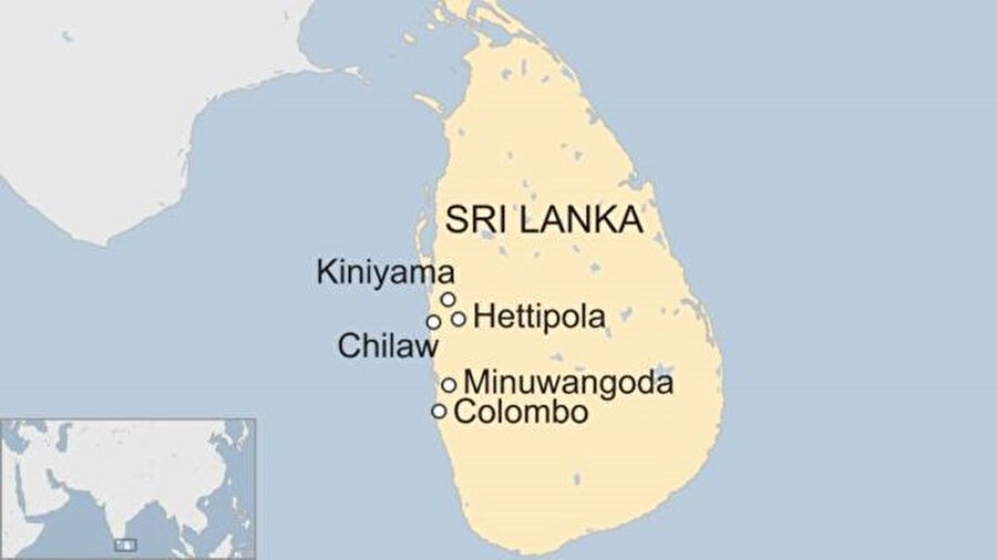Sri Lanka'da Müslümanlara yönelik saldırıların yoğunlaştığı bölgeler.