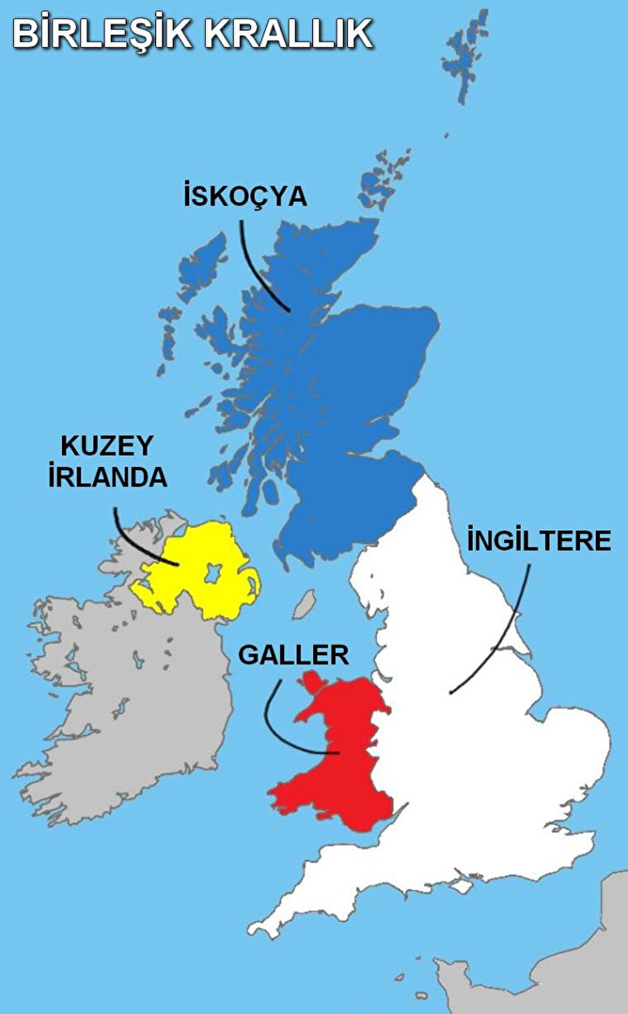 Birleşik Krallık 4 ülkeden oluşuyor. 