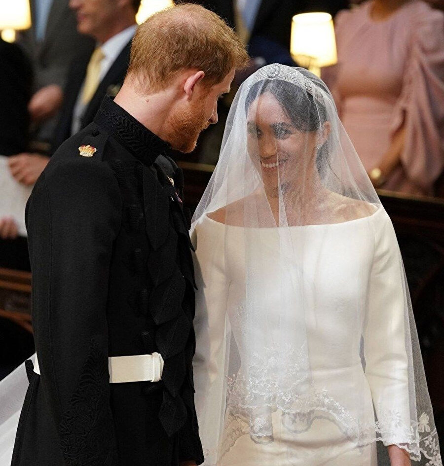 Meghan Markle ve Prens Harry düğünlerinden bir kare.