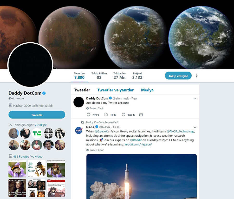 Elon Musk, olay sonrası Twitter adını değiştirerek Daddy DotCom yaptı. 