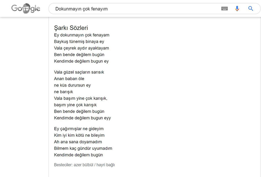 Google'ın şarkı sözü aratma sistemi Türkçe şarkılar için de stabil biçimde çalışıyor. 