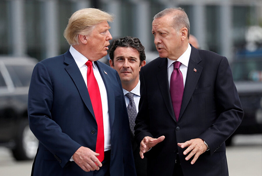 Cumhurbaşkanı Erdoğan ile ABD Başkanı Trump arasında gerçekleştirilen görüşmeden bir kare