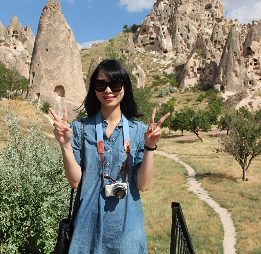 Kapadokya'yı ziyaret eden Koreli turist
