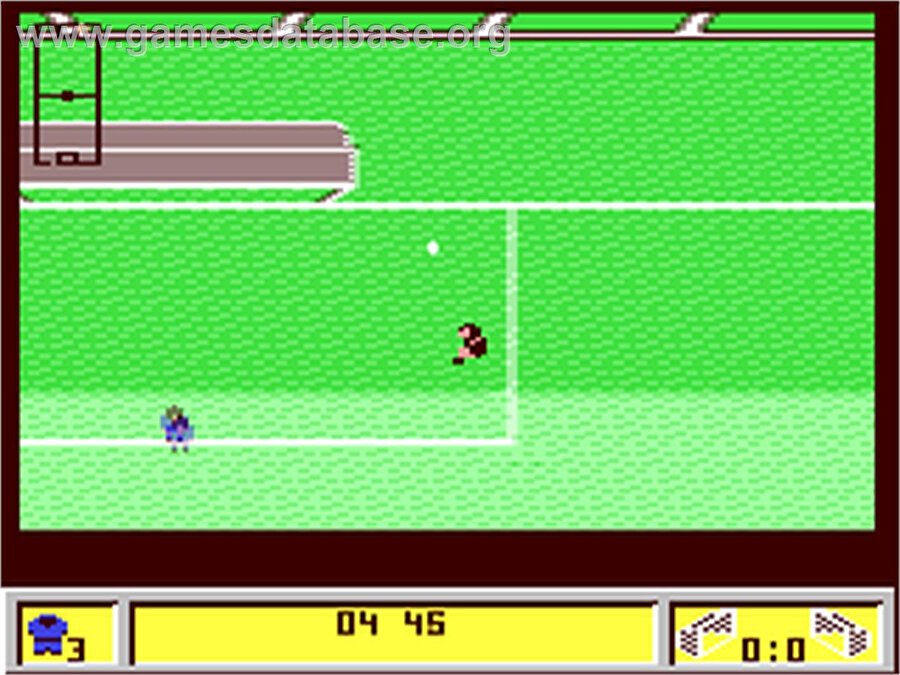 Commodore 64'ün Kick Off serisinden bir game-play görüntüsü.