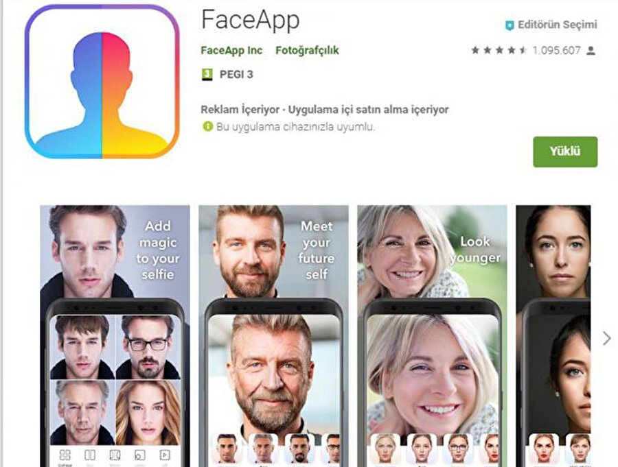 FaceApp, tüm uygulama mağazalarında en çok indirilen uygulama konumunda yer alıyor. 